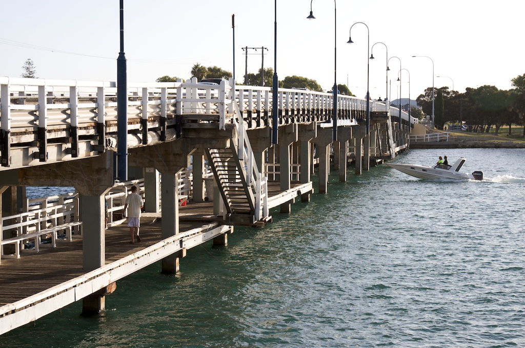 The Old Mandurah Bridge crossing the Mandurah Estuary